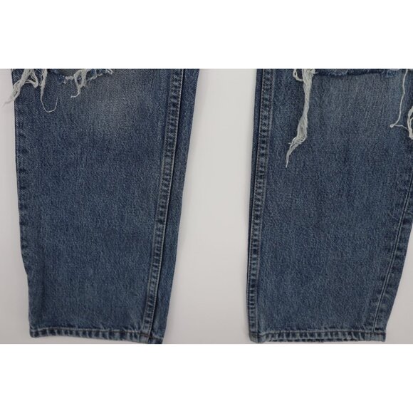 Topshop Blue Distressed High-Rise Mom Jeans W26 L30 Button Fly Denim Pants - Picture 8 of 14